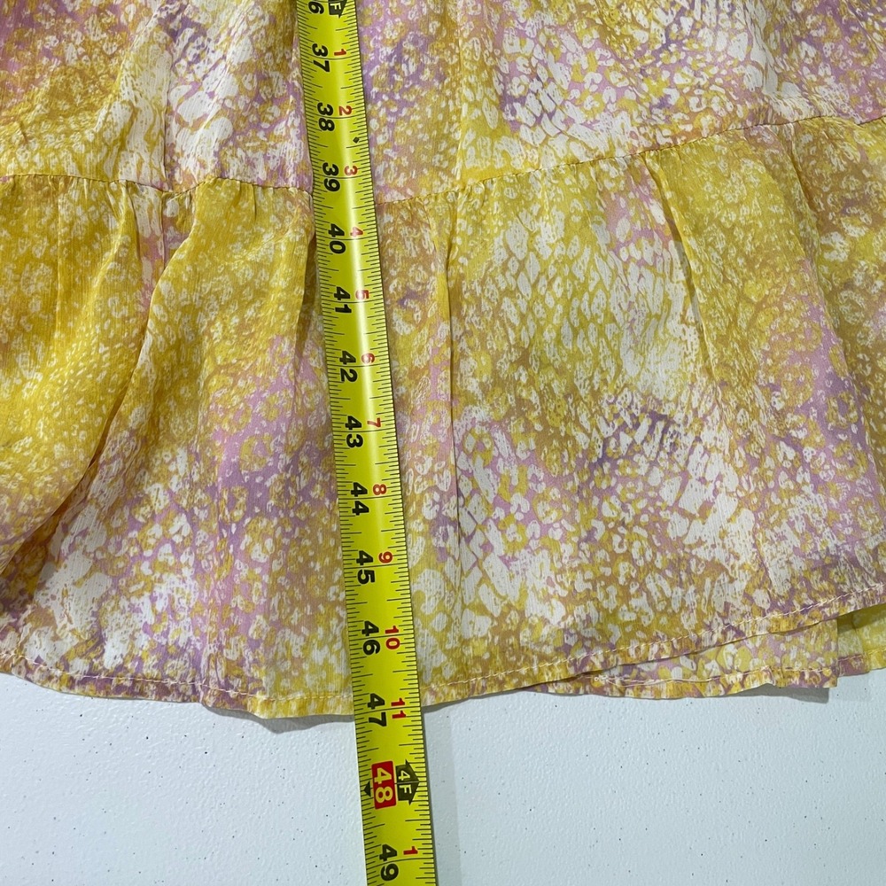 BB Dakota Steve Madden Yellow Lavender Tiered Midi Dress Size XS Garden Party - Picture 7 of 9
